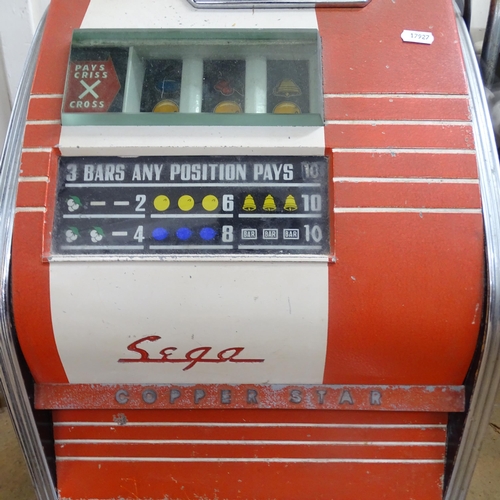 2287 - A 1960s Sega Copper Star One Arm Bandit penny arcade slot machine.