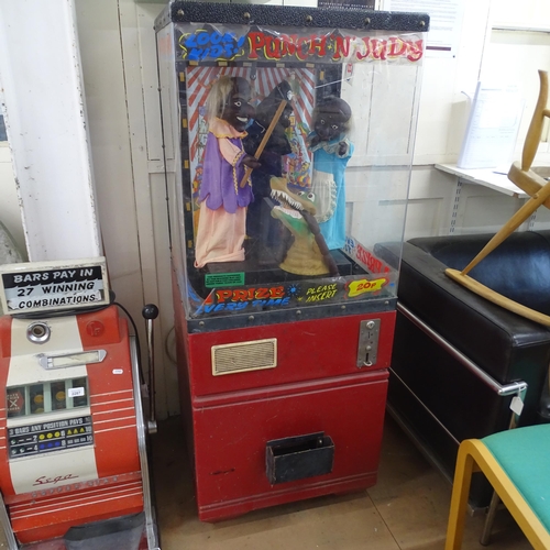 2291 - A vintage Punch and Judy arcade machine with automaton characters. 57x142x54cm.