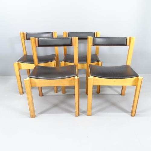 2293 - A set of four mid-century beech and ply Jigsaw chapel chairs, by Clive Bacon for Design Furnishing C... 