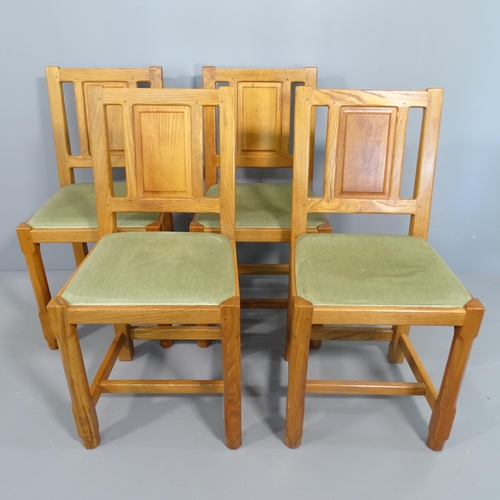 2294 - A set a 4 Yorkshire School Arts and Crafts style oak dining chairs.