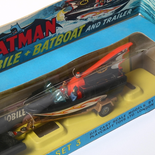 1 - CORGI TOYS - a Corgi Toys Gift Set 3, Batman Rocket-Firing Batmobile, Batboat and trailer, in origin... 