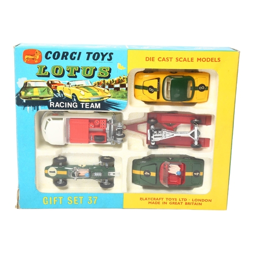 32 - CORGI TOYS - a Corgi Toys Gift Set 37, Lotus Racing, various vehicles included within the set, in or... 