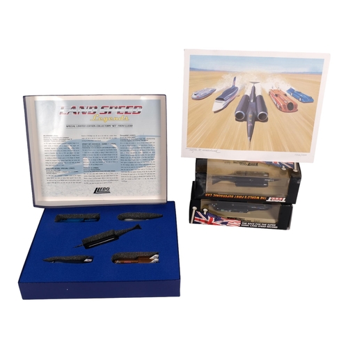 61 - A group of diecast vehicles associated with land speed records, including Thrust SSC the world's fir... 