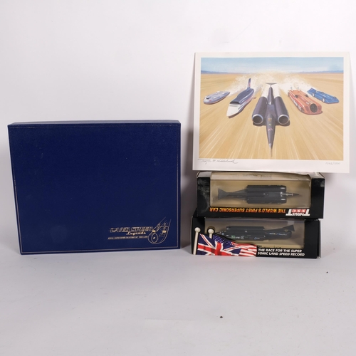 61 - A group of diecast vehicles associated with land speed records, including Thrust SSC the world's fir... 