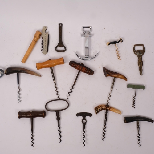 286 - A collection and Vintage and other corkscrews, including horn-handled