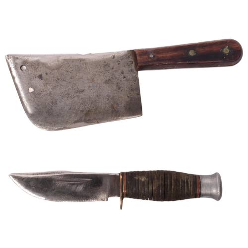 294 - A Milbro Campa fighting knife with barrel handle, L22cm, together with a Rovinoh cleaver of small si... 