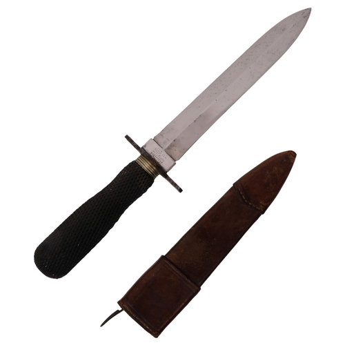 324 - GEORGE BUTLER & COMPANY SHEFFIELD - a spear point knife with textured handle, blade length 18.5cm, o... 