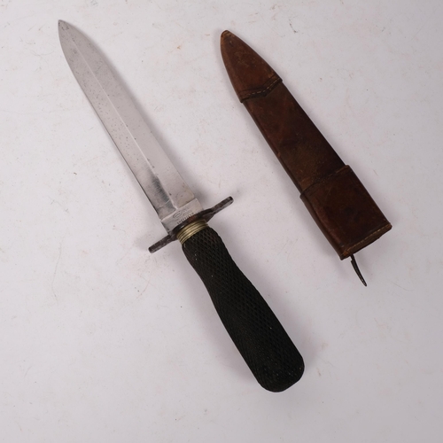 324 - GEORGE BUTLER & COMPANY SHEFFIELD - a spear point knife with textured handle, blade length 18.5cm, o... 