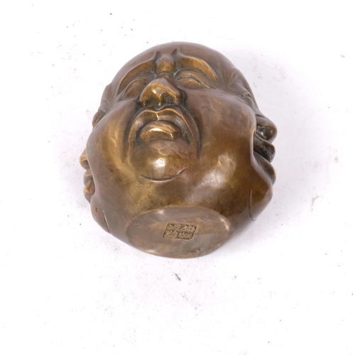 336 - A Chinese bronze 4 faces Buddha with seal mark under, H12cm