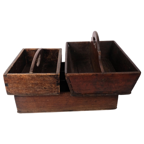 354 - A group of 3 early 20th century pine and oak housemaid trays