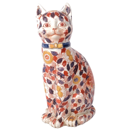 359 - A large Oriental style cat with Imari decoration, H36cm