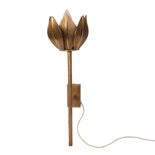 364 - A contemporary cast-bronze wall light in the form of a flowerhead, with LED bulb, L50cm