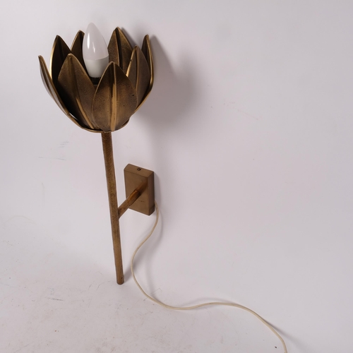 364 - A contemporary cast-bronze wall light in the form of a flowerhead, with LED bulb, L50cm