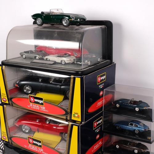 92 - JAGUAR E-TYPE - a group of diecast vehicles of various scales, associated with the Jaguar E-Type, in... 