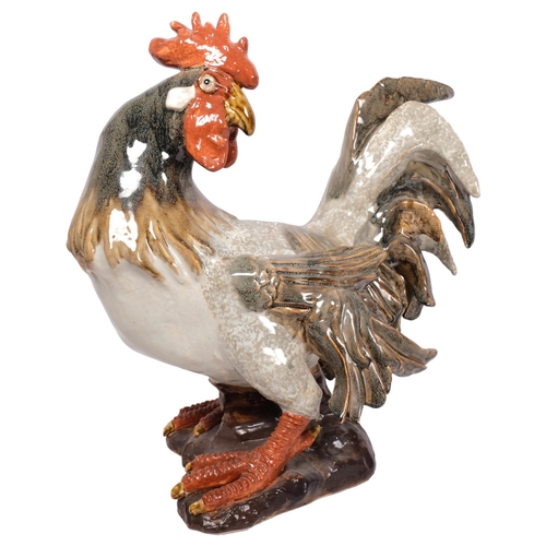 176 - A large Majolica pottery style study of a cockerel, H52cm