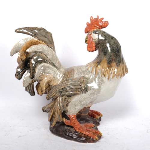 176 - A large Majolica pottery style study of a cockerel, H52cm