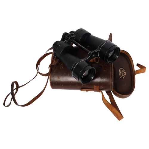 195 - A pair of Ross, London - 12x50 Stepsun binoculars, serial 147280, with original leather case