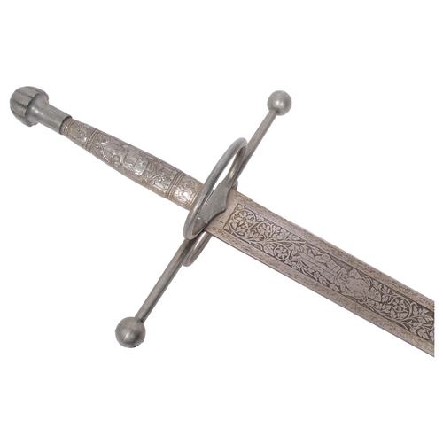 196 - A reproduction broad sword, H120cm