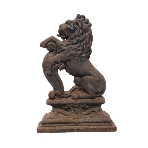 201 - A cast-iron Heraldic rampant lion doorstop, H38cm