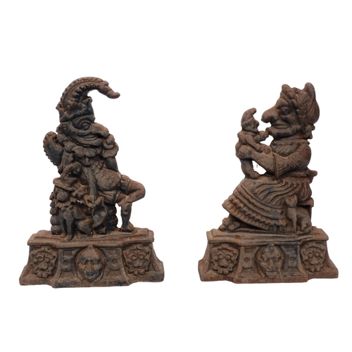 202 - Cast-iron Punch and Judy doorstops (2), H35cm