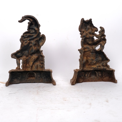 202 - Cast-iron Punch and Judy doorstops (2), H35cm