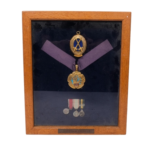 209 - Col. F.T. Halse T.D.,D.L.,J.P. - a group of 3 miniatures, including a Territorial Efficiency medal, ... 