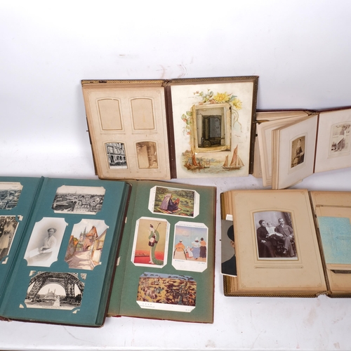 240 - 2 early 19th century postcard albums, mainly topographical, 2 Victorian leather-bound musical postca... 