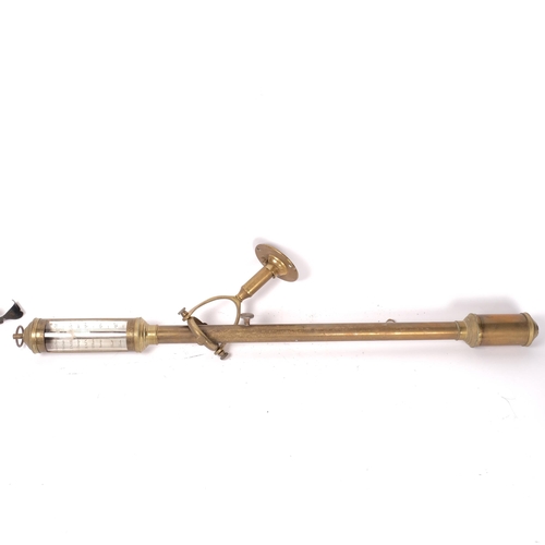 257 - ROSETTI, LONDON - an Antique brass ship's gimbal stick barometer, overall length 95cm