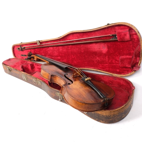 430 - A Vintage violin with a label for Joseph Guarnerius, 14