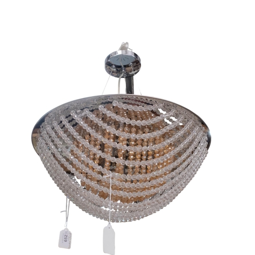 466 - A circular ceiling light fitting with chains of beads, diameter 43cm