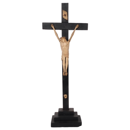 486 - A stained wood Corpus Christi, H48cm