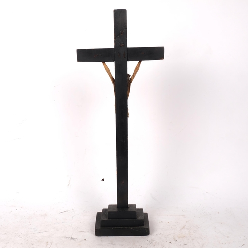 486 - A stained wood Corpus Christi, H48cm