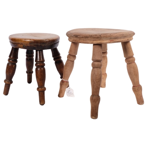 504 - A small Victorian elm stool and a pine stool (2)