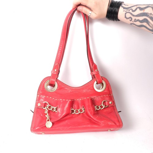 340 - A Lancel Paris red leather handbag, L28cm