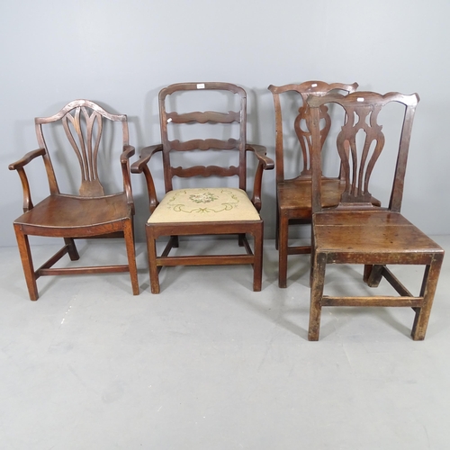 2716 - A pair of Chippendale style chairs, and three other dining chairs (5).