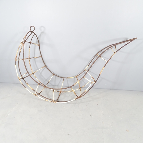 2755 - A wrought iron leaf chair or hanging planter. Overall 167x107x72cm.