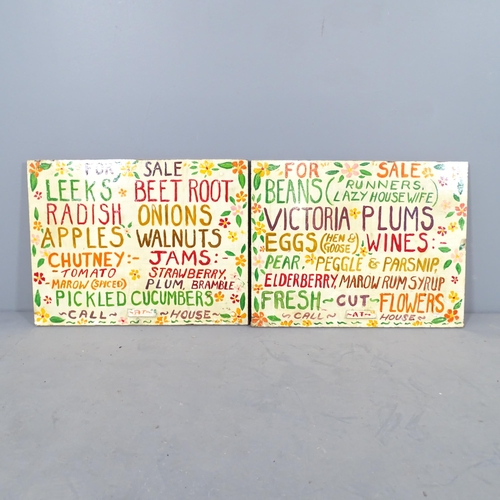 2769 - Two hand painted farm shop signs. 56x44cm.