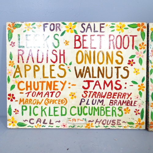 2769 - Two hand painted farm shop signs. 56x44cm.