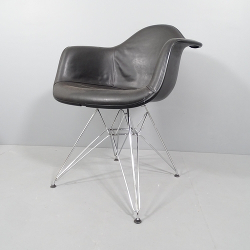 2034 - VITRA - a Charles Eames DAR upholstered shell armchair on chrome Eiffel base, with Vitra moulded mar... 