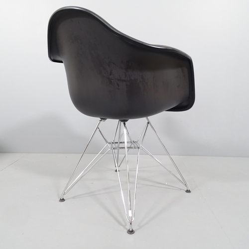 2034 - VITRA - a Charles Eames DAR upholstered shell armchair on chrome Eiffel base, with Vitra moulded mar... 