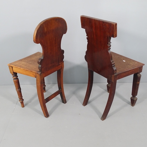 2298 - Two 19th century mahogany shield back hall chairs.