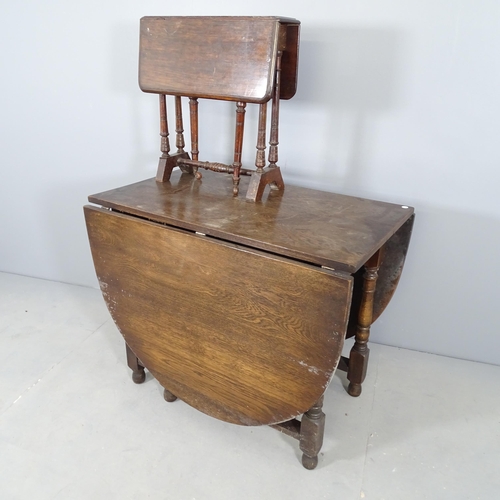 2771 - An antique oak gateleg dropleaf table, 90x73x55cm, and a small antique mahogany Sutherland drop-leaf... 