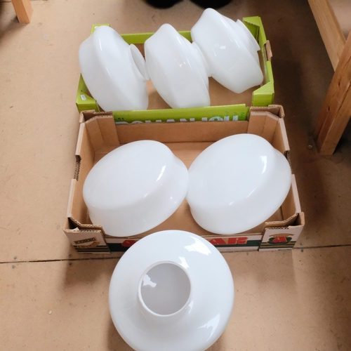 538 - A set of 6 milk glass light shades, 29cm diameter