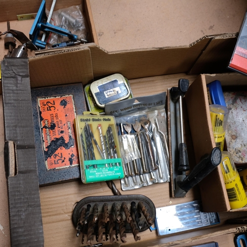 541 - 2 boxes of various tools, including tap and die sets, vices, etc