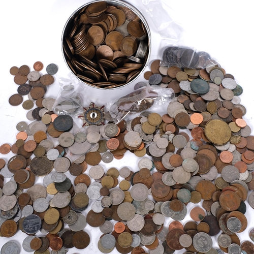 582 - A large quantity of English pre-decimal coinage, and various foreign coins