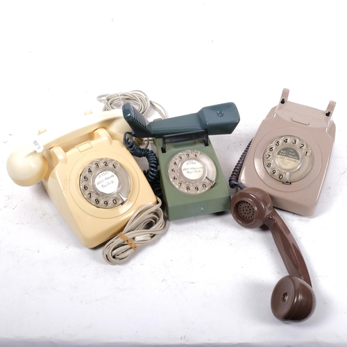 688 - 2 x 1960s plastic dial telephones, and another