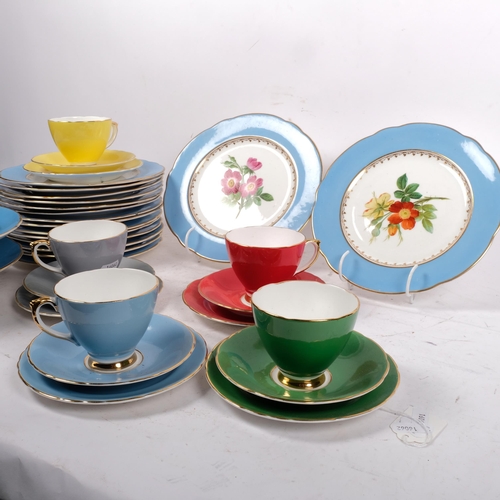 700 - Sheridan Vintage bone china Harlequin teaware, and a Victorian dessert service with 2 comports with ... 