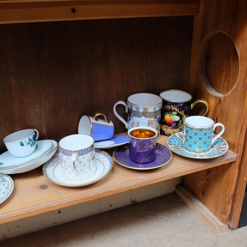 739 - Coalport and Royal Worcester mugs, commemorative items, Coalport painted cup and saucer, etc