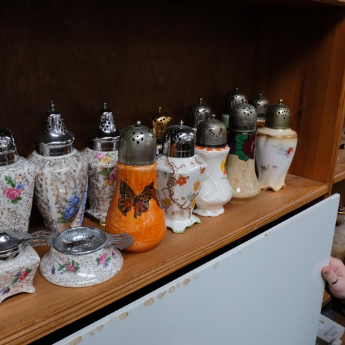 745 - A Midwinter chintz sugar caster, matching cruet and tea strainer, and a collection of pottery and po... 