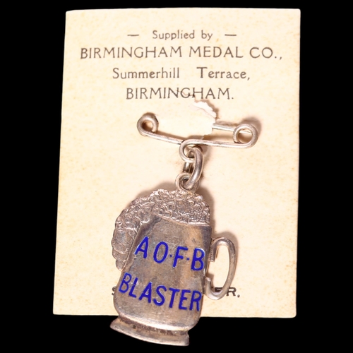 1012 - A silver and blue enamel presentation fob (AO.F.B Blaster), representing the Ancient Order of Froth ... 